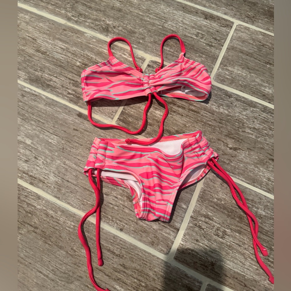 OKAMI NEON ZEBRA BIKINI SWIMSUIT 2p Girls Kids